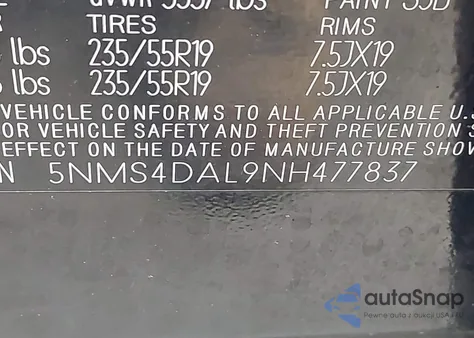 2022 Hyundai Santa Fe Limited from USA, damaged, VIN 5NMS4DAL9NH477837